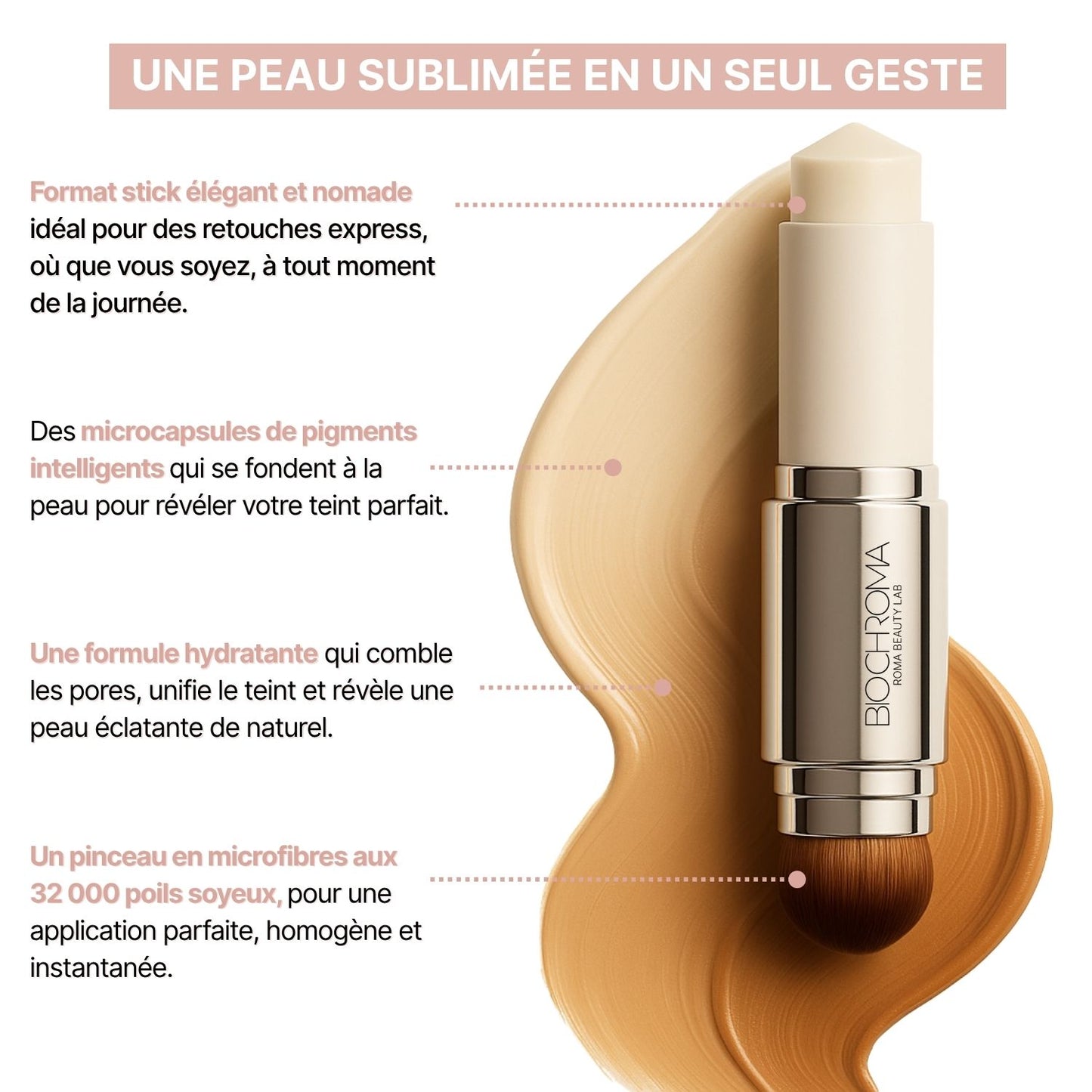 Chroma Stick Fond de teint stick coréen auto-adaptatif avec pinceau intégré